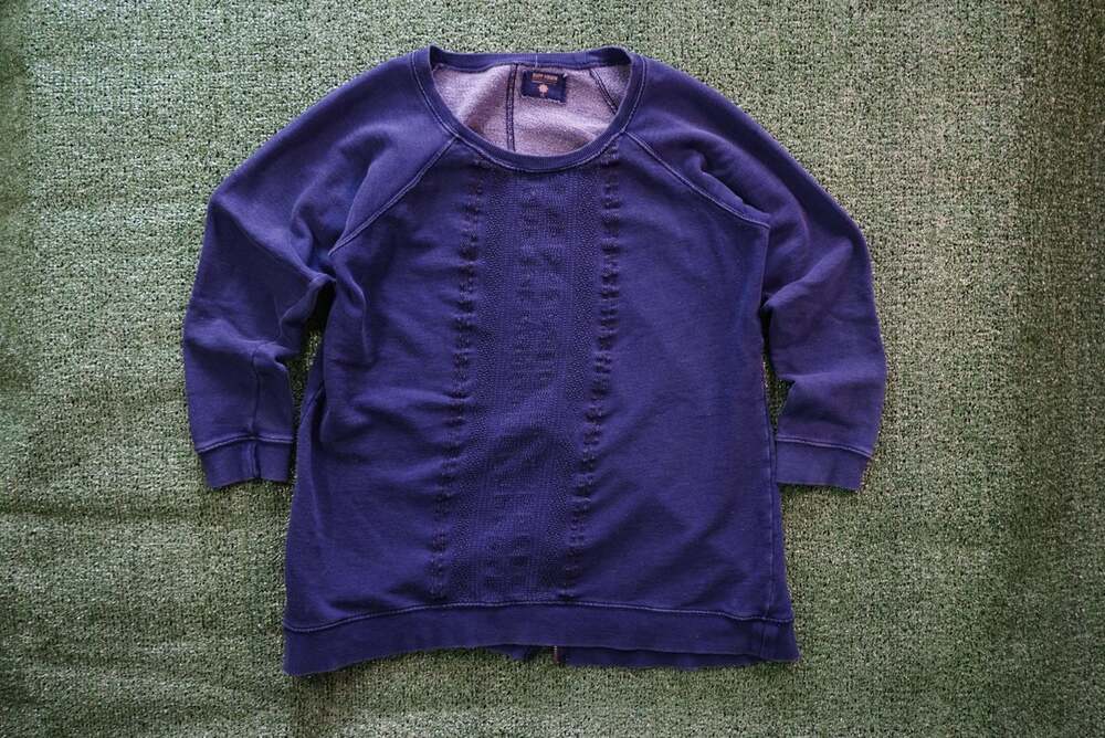 Vintage 1X Navy Blue Textured Sweatshirt with Back Ankle Zipper